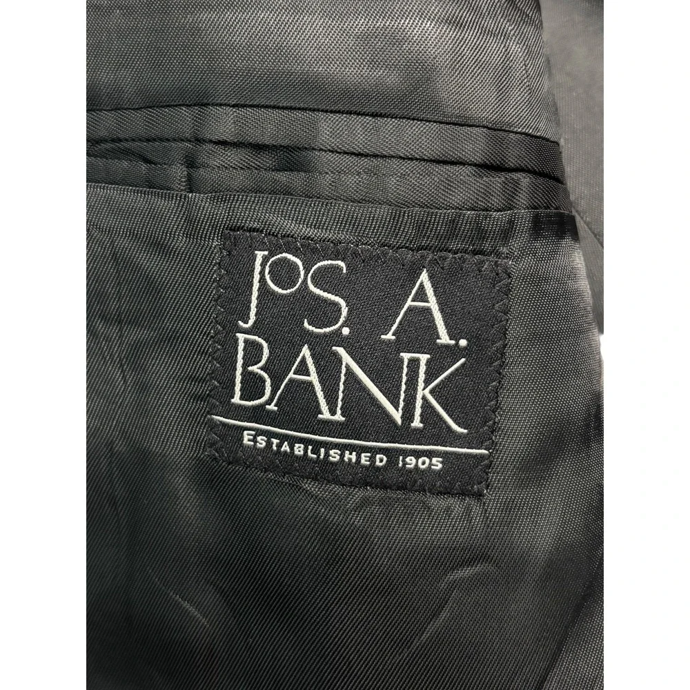 Jos A Bank 40R 32x30 Gray Black Micro Houndstooth 2pc Pant Suit Pleated Wool
